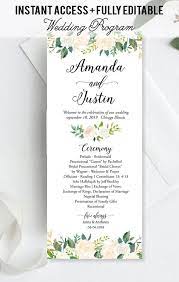 Wedding Ceremony Program Printable White Floral Program Etsy Winter Wedding Planning Printable Wedding Programs Wedding Planning Tips