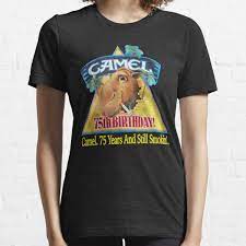 The original joe camel ads (commemorating the company's 75th anniversary) featured the tagline, 75 years and still smokin'. Camel Cigarettes T Shirts Redbubble
