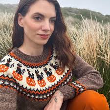 Halloween Sweater Knitting Pattern PDF Pumcat : Pumpkin & Black Cat Sweater  (adult and Child Sizes, Easy Tutorial FR EN)