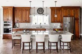 If you have a narrow kitchen space, then choosing a sparkling white quartz kitchen you can also have wooden cabinets below your white quartz kitchen countertops. Cherry Cabinets And White Countertops Bethel Ct Rye Ny