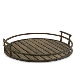 Round Wood Tray With Metal Handles Round Wood Tray Wood Tray Wood