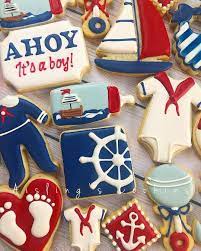 Ahoy It S A Boy Babyshower Babyboy Babyshowercookies Cookies Sugarcookies Customcookies Edibleart C Baby Shower Cookies Baby Boy Cookies Blue Cookies