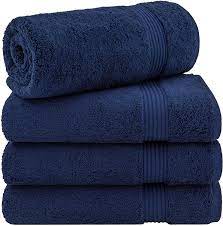 Match your bathroom's decor with diverse designs from independent artists worldwide. Amazon Com Hotel Spa Quality 100 Turkish Genuine Cotton Absorbent Soft Decorative Luxury 4 Piece Bath Towel Set By United Home Textile Navy Blue Kitchen Dining