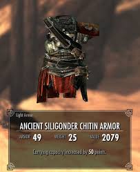 (starts with verina at the moonpath marker in skyrim) sweet taste of elsweyr : Ancient Siligonder Chitin Armor Legacy Of The Dragonborn Fandom
