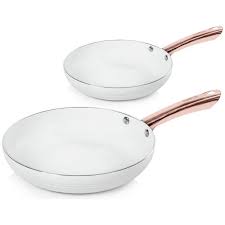 Buy Tower Linear 2 Piece Pan Set White And Rose Gold Frying Pans And Skillets Argos Pan Set Fry Pan Set Rose Gold Kitchen