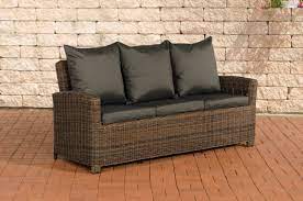 Lounge sofa gartensofa siena garden koos polyrattan braun bei. 3er Sofa Cp042 3 Sitzer Poly Rattan Kissen Anthrazit Braun Meliert