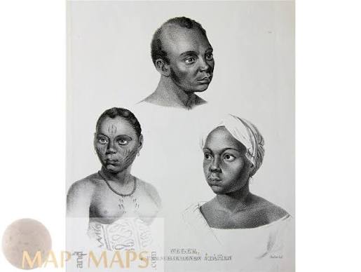 Africa Antique Print – Ethnographic Portraits 1850 | MAPandMAPs