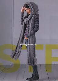 Hooded Scarf Free Knit Pattern Hooded Scarf Knitting Inspiration Knitting Patterns Free