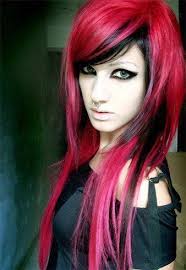 The asymmetrical color blocking with black, blonde and red is as amazing looking as it is. Top Hair Red And Bottom Hair Black Hair Color For Black Hair Scene Hair Gothic Hairstyles