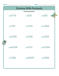 division with decimals worksheet education com
