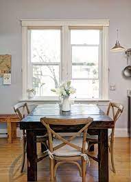 5 Secrets To Mixing Multiple Wood Finishes Dark Wood Dining Table Wood Dining Room Rustic Table And Chairs