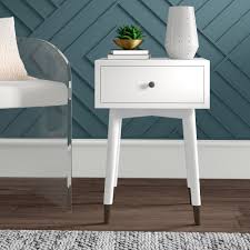 Roosewood mid century modern glass top coffee table, cocktail table, boho wood coffee table, industrial wood table, vintage end table, décor. White Floating Nightstand Bedside Table Drawer In Solid Old Wood Mid Century Modern Floating Small White Side Table With Drawer Home Living Bedroom Furniture