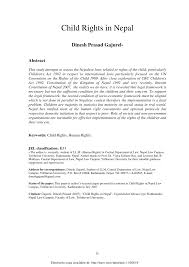 Pdf Child Rights In Nepal