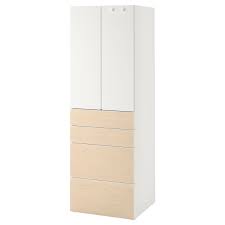 Kleiderschrank schrank arto 22 180 cm weiß mit spiegel schubladen kleiderstangen. Smastad Platsa Kleiderschrank Weiss Birke 4 Schubladen Ikea Osterreich