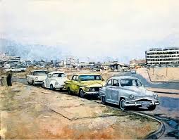 الكويت قديما بريشة الفنان الكويتي عبدالعزيز ارتي Kuwait Painting Road