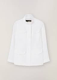 Traveller Jacket In Linen Optical White Loro Piana