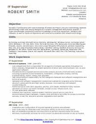 It Supervisor Resume Samples Qwikresume