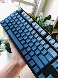 Black And White Gradient Keycaps Blue Keyboard Keyboard Computer Keyboard Bedroom Bed Design