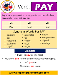 pay past simple simple past tense of pay past participle v1 v2 v3 form of pay when learning english you in 2021 simple past tense how to memorize things past tense
