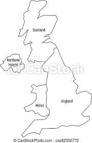 England, wales, scotland and northern ireland. Map Of United Kingdom Countries England Wales Scotland And Northern Ireland Simple Flat Vector Outline Map With Labels Canstock