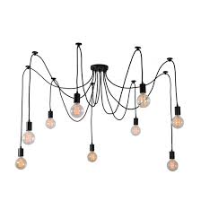 Accessoire indispensable des suspensions e 27, ce kit de fixation vous permet de raccorder élégamment à votre plafond jusqu'à 14 suspensions ! Suspension 9 Lumieres De La Collection Spider Composee D Une Rosace De Plafond Et De 9 Douilles En Metal Noir Ag Luminaire Deco Luminaire Suspension Luminaire
