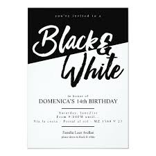 Black And White Birthday Party Invitations Modern Style Black And White Party Invitations Zazzle Com White Party Decorations Black And White Party Decorations White Party Theme