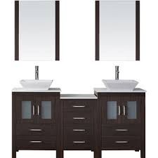 D x 37.7 in h vanity in antique coffee with marble top in carrara white with white ceramic basin (1) 60 in. Bathroom Vanities 66 Dior Double Sinks Bathroom Vanity Set In Multiple Finishes With Countertop By Virtu Usa Kitchensource Com