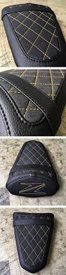 Kawa Z1000 Pillion Seat Redone I Made An All New Cover From Vinyl Stitched In The Z Logo And Some Diamonds Bike Seat Cover Brat Bike Car Interior Upholstery