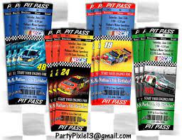 It doesn't matter if that racetrack is either asphalt or dirt. Nascar Ticket Party Invitation Ticket Style Pit Pass Etsy Nascar Party Ticket Party Invitations Race Car Birthday Party