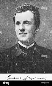 Gerhart Johann Robert Hauptmann, 1862-1946, German dramatist and novelist  and promoter of literary naturalism, woodcut from the year 1880 Stock Photo 