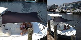 Boat Shade Kit Boat Shade Extension Kit Connects To Front Like A Bow Dodger Or Rear Covers The Cockpit Of T Top Hard Top B Boat Design Boat Boat Building