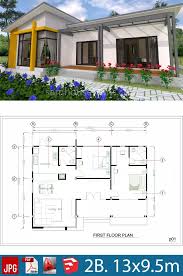 Plan 3d Interior Design House Plans 13x9 5m Full Plan 3beds House Plans House Design Wooden House Plans
