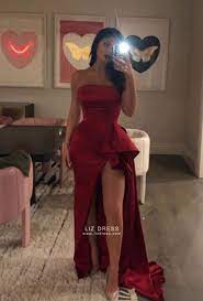 Kylie jenner prom dress for sale. Kylie Jenner Inspired Red Satin Celery Dress For Prom Pre Grammys 2019