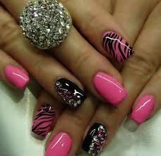 Black And Hot Pink Ombre Nails Pin By Veronica Campbell On Nails Makeup Hair Crystal Nails Pink Nails Luminous Nails