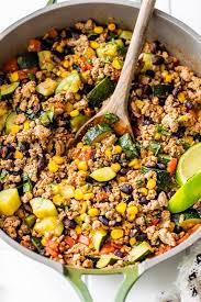 Many of you have asked about using a. Ground Turkey Skillet With Zucchini Corn Black Beans And Tomato