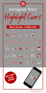 Black And Red Instagram Highlights Real Estate Instagram Story Highlight Cover Icons Realtor Marketing Real Estate Marketing Red And Gray Ready To Use In 2020 Story Highlights Instagram Instagram Story