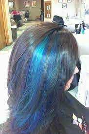 Dark hair works better with warmer darker tones otherwise the color can look quite jarring. Blue Hair Teal Hair Hair Color Streaks Blue Hair