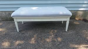 It seemed like it was destined fort the dump and than i saw that some people on pinterest were turning their coffee tables into benches so i decided to do the same as well. Coffee Table Bench Easy Button Tufted Upholstery My Repurposed Life Rescue Re Imagine Repeat
