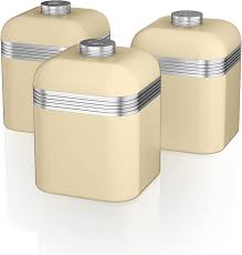 Vintage original kitchen glass canisters. Swan Swka1020cn Retro Kitchen Storage Canisters Iron Cream Set Of 3 Amazon Co Uk Home Kitchen