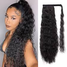 Curly ponytail human hair with wrap around magic tape, brazilian hair clip in extensions afro curl kinky curly pony tail color natrual black (20, 1b, curly, wrap around) 20 inch. Buy 22 Long Wavy Afro Kinky Curly Ponytail Hair Extensions Synthetic Natural Color Hairpieces At Affordable Prices Free Shipping Real Reviews With Photos Joom
