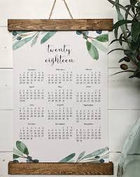 Calendar 2018 Wall Calendar Calendar Wall Art Canvas Print Wall Decor Wall Calendar Wall Art Canvas Prints Flower Calendar