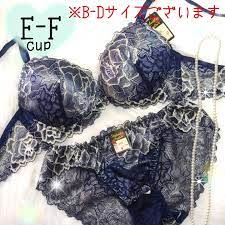 シースルーネイビー☆ブラジャーショーツセット☆EカップFカップ*可愛い*Sexy - kiralove - メルカリ