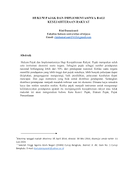 Abstrak merupakan bagian opsional dalam sebuah makalah. Pdf Hukum Pajak Dan Implementasinya Bagi Kesejahteraan Rakyat Abstrak
