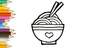 Begin drawing your spaghetti noodles. Drawing And Coloring A Noodles Bowl Super Easy Lovely Kids Youtube