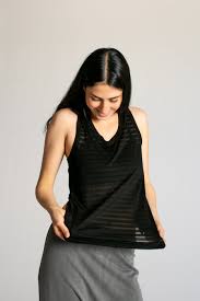 Limited Edition Striped Viscose Racer Back Tank Top