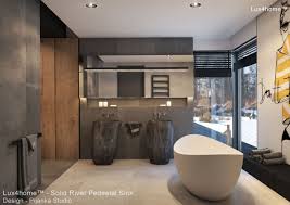 natural stone pedestal sink bathroom