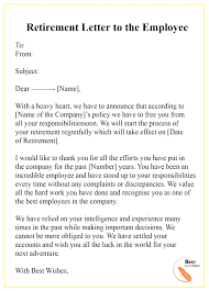 Retirement at age 65 was an expected event. Sample Of Retirement Letter From Employee To Employer The Document Template