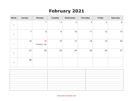Print the calendar template or use it digitally. Download February 2021 Blank Calendar With Space For Notes Horizontal