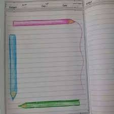 تزيين دفاتر من افكار الاخرين Notebook Cover Design Page Borders Design Colorful Borders Design