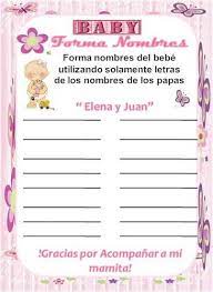 Y empezamos no con un juego de mesa en sí, sino con una de las mencionadas webs que son plataformas en las que jugar a varios juegos de mesa online frente a otros jugadores que también se han registrado. Juegos De Baby Shower Forma Nombres Manualidades Para Baby Shower Manualidades Para Baby Shower Juegos Para Baby Shower Baby Shower